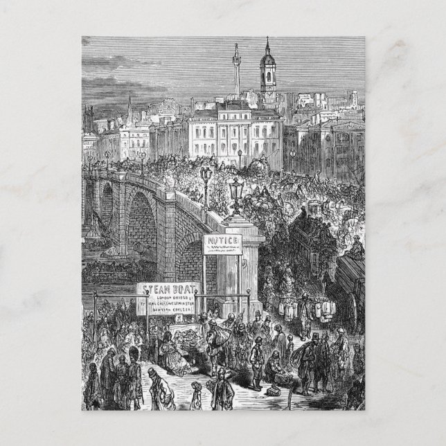 Carte Postale Londres victorienne - London Bridge 1872 (Devant)