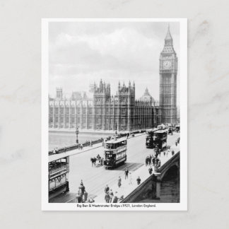 Carte Postale Londres vintage, Big Ben, Westminster Bridge
