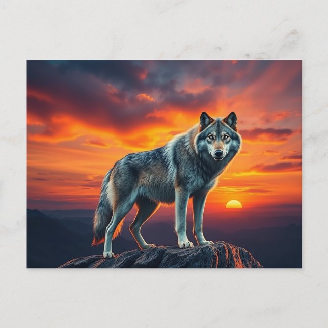 Carte Postale Lone Wolf at Sunset (Devant)