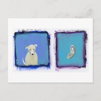 Carte Postale Lonely Dog - peinture amusante de l'art du télépho