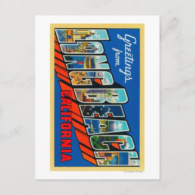 Carte Postale Long Beach, Californie - Grandes Lettres Scènes 2 (Devant)