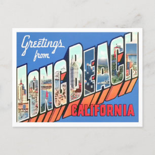 Carte Postale Long Beach, Californie Vintage Big Letters