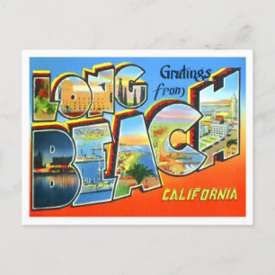 Carte Postale Long Beach, Californie Vintage Big Letters