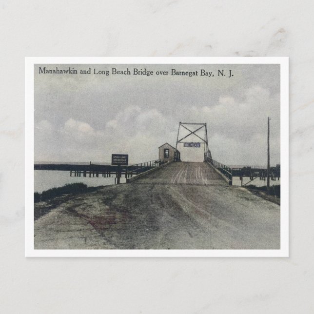 Carte Postale Long Beach Island LBI NJ Barnegat Bay Bridge 1910 (Devant)