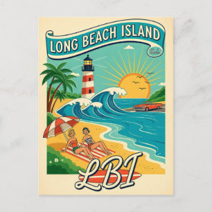 Carte Postale Long Beach Island NJ Jersey Shore Voyage Rétro