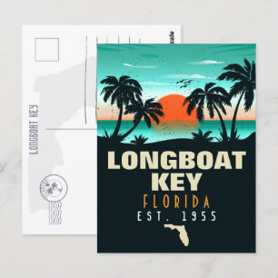 Carte Postale Longboat Key Florida Retro Sunset Souvenirs 60s