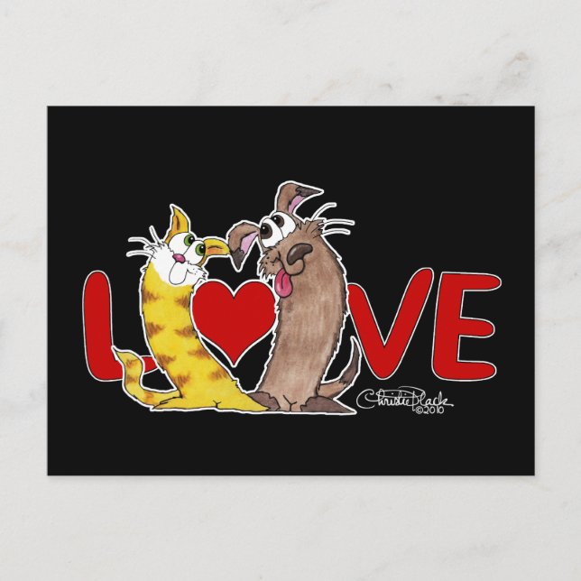 Carte Postale Longue sur Love-Cat et Chien (Devant)