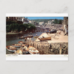 Carte Postale Looe Cornwall Vue Vintage du Port avec Bateaux