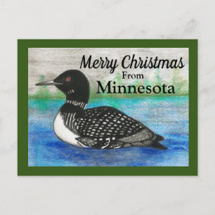 Carte Postale Loon State Bird Joyeux Noël Du Minnesota