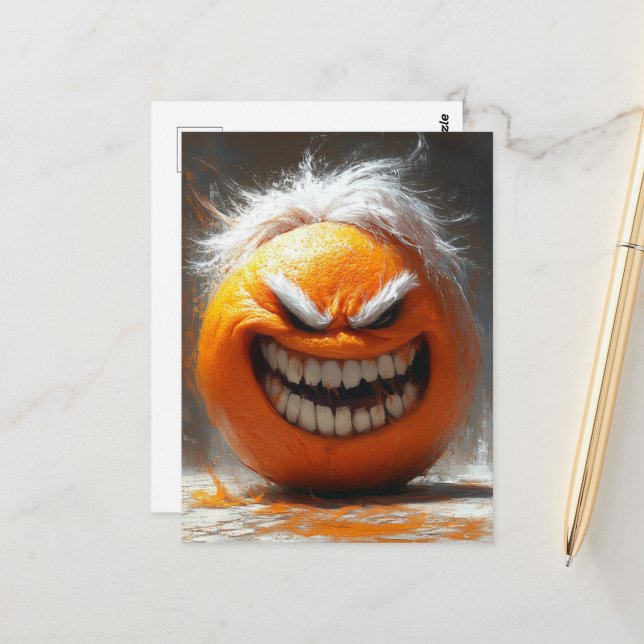 Carte Postale L'Orange Effrayante (Devant/Arrière en situation)