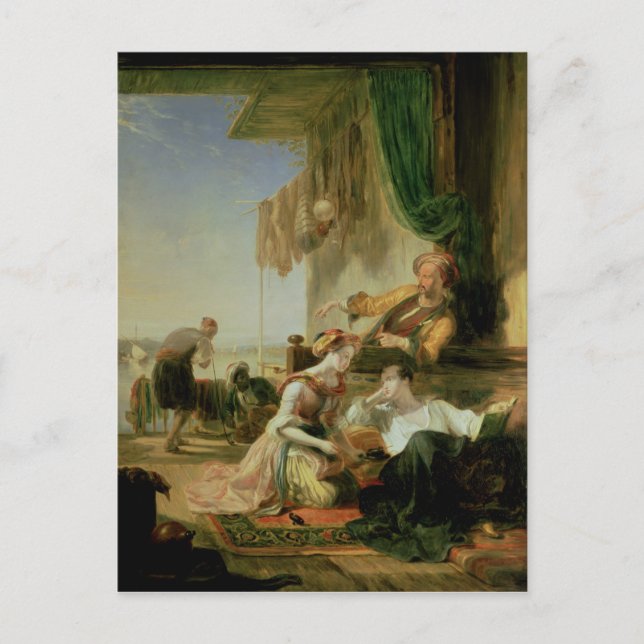 Carte Postale Lord Byron se retrouvant dans la maison (Devant)