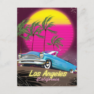 Carte Postale Los Angeles 1980 Retro Travel print