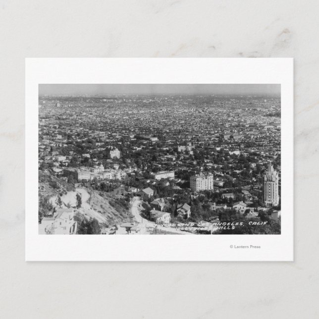 Carte Postale Los Angeles, CA Vue sur Hollywood Hills (Devant)