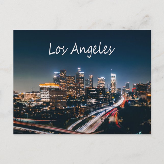 Carte Postale Los Angeles California City Skyline la nuit (Devant)