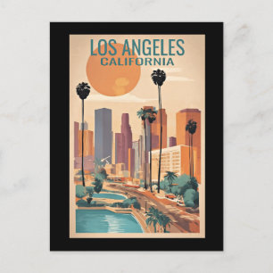 Carte Postale Los Angeles, Californie, illustration vintage,
