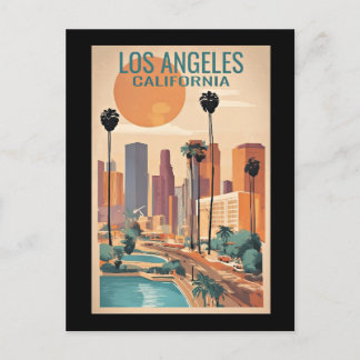 Carte Postale Los Angeles, Californie, illustration vintage,