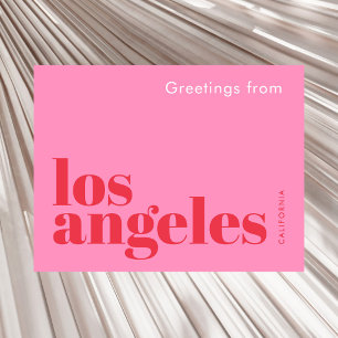 Carte Postale Los Angeles Californie rose rouge moderne 