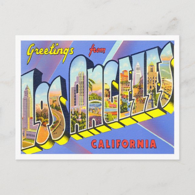 Carte Postale Los Angeles, Californie Vintage Big Letters (Devant)