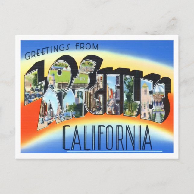 Carte Postale Los Angeles, Californie Vintage Big Letters (Devant)