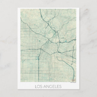 Carte Postale Los Angeles Map US, bleu vintage aquarelle