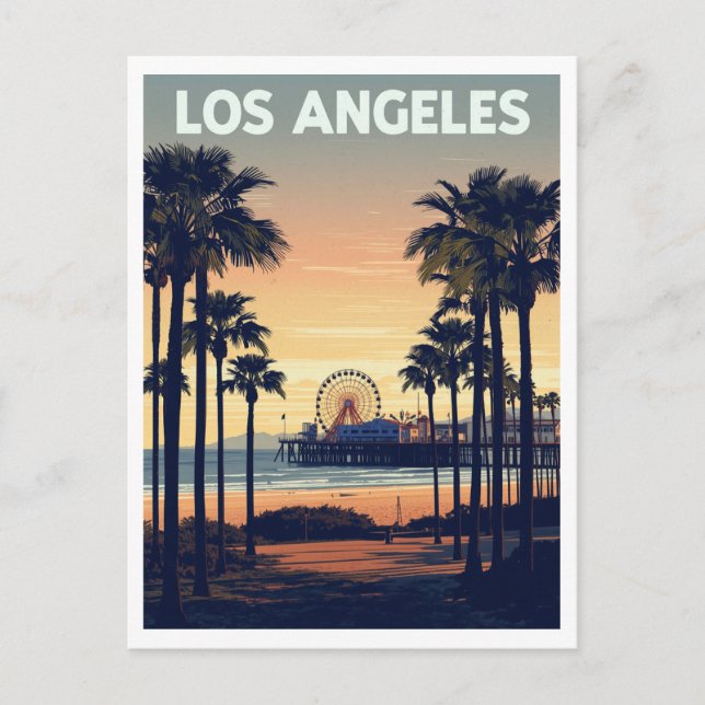 Carte Postale Los Angeles Palm Trees and Santa Monica Pier (Devant)