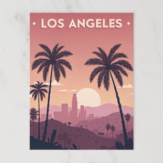Carte Postale Los Angeles Retro Sunset avec Palm Trees (Créateur téléchargé)