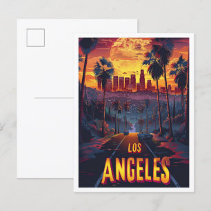 Carte Postale Los Angeles USA Vintage Illustration Travel