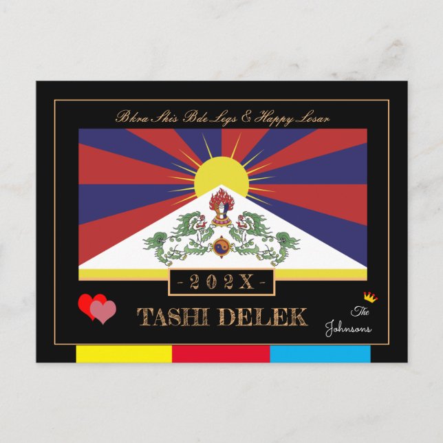 Carte Postale Losar Tibétain & Tashi Delek - Nouvel An /drapeau  (Devant)
