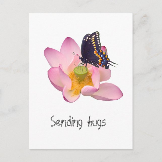 Carte Postale Lotus et papillon (Devant)