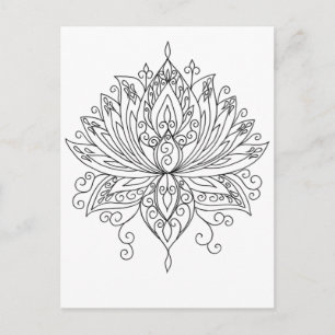 Carte Postale Lotus Floral Mandala Couleur adulte