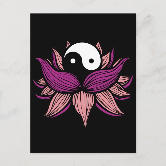 Carte Postale Lotus Flower et Yin Yang (Devant)