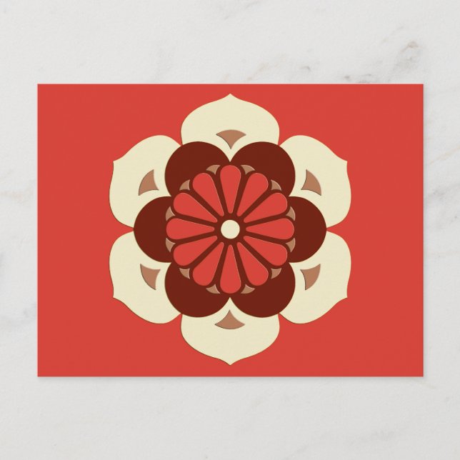 Carte Postale Lotus Flower Mandala, Mandarin Orange (Devant)