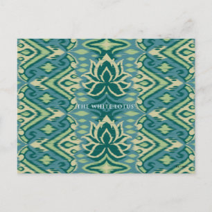 Carte Postale Lotus Ikat Motif - Le Lotus Blanc