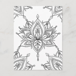 Carte Postale Lotus Mandala Motif Floral Couleur adulte