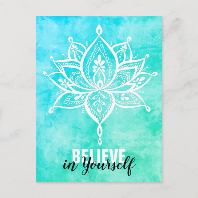 Carte Postale Lotus Mandala Turquoise Croire En Vous (Devant)