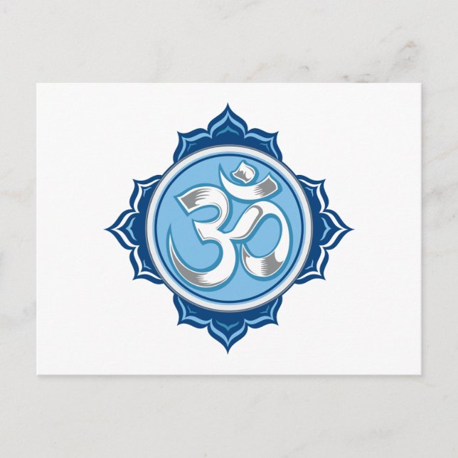 Carte Postale Lotus Om bleu (Devant)