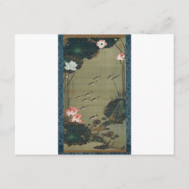 Carte Postale Lotus Pond and Fish par Ito Jakuchu (Devant)