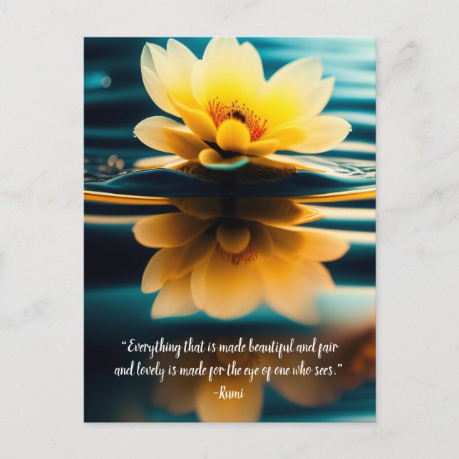 Carte Postale Lotus Tout Beau Citation Rumi (Devant)