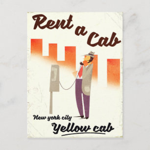 Carte Postale Louer un taxi ! Affiche du taxi jaune de NYC