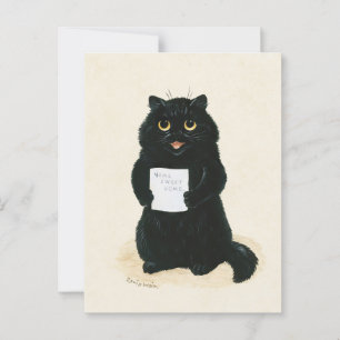 Carte Postale Louis Wain Accueil Sweet Home Chat Noir Kitten Drô