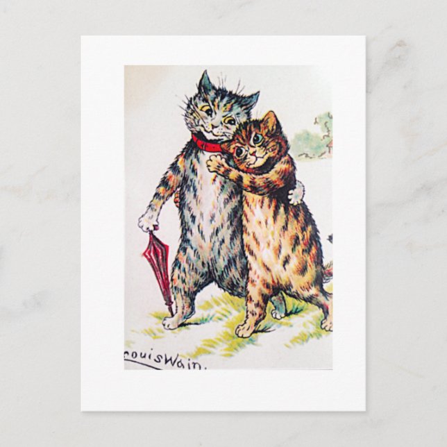 Carte Postale Louis Wain, Beau Couple Chat, Art (Devant)
