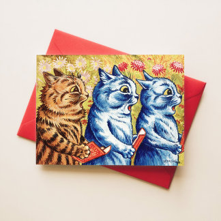 Carte Postale Louis Wain Chanter Chats Poster vintage Whimsical