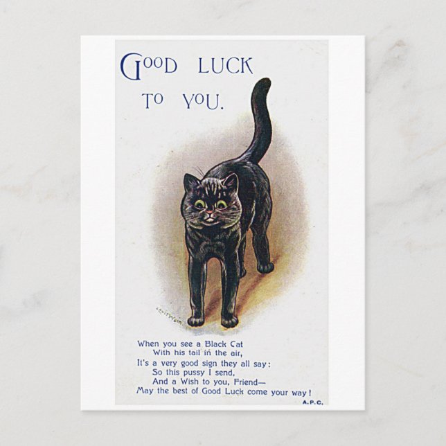 Carte Postale Louis Wain, Chat Chanceux,  (Devant)