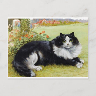 Carte Postale Louis Wain Chat, Chat noir et blanc