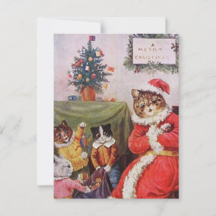 Carte Postale Louis Wain Christmas Cats Vintage Famille victorie