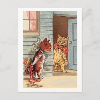 Carte Postale Louis Wain, Valentine Bouquet Cat, 