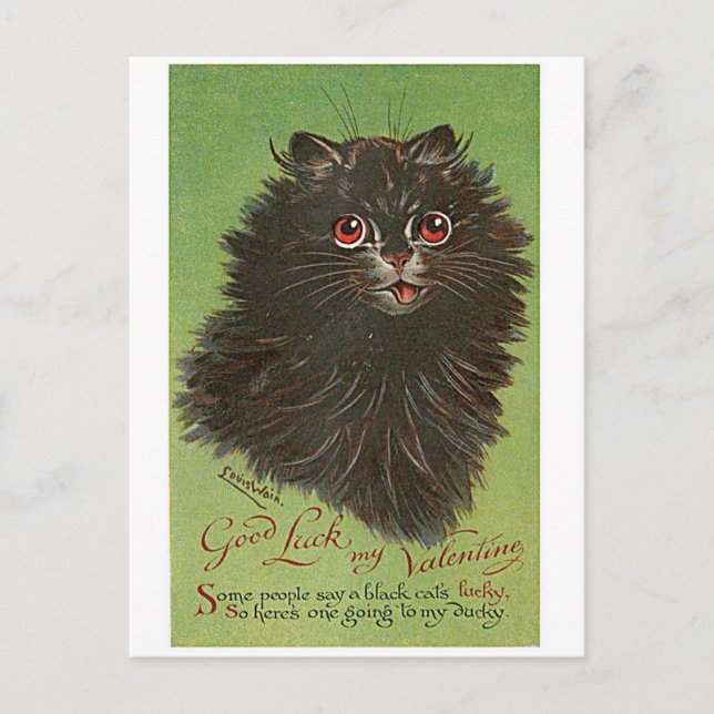 Carte Postale Louis Wain, Valentine Cat,  (Devant)