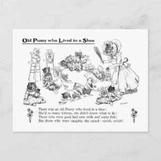 Carte Postale Louis Wain Vieux Chat en Chaussure Nursery Rhyme