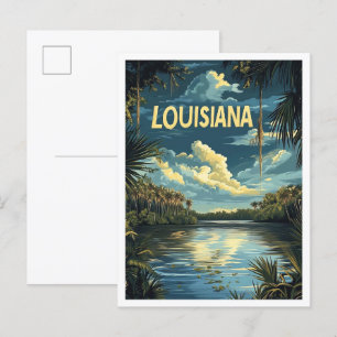 Carte Postale Louisana USA Art Vintage Illustration Voyage