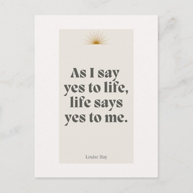 Carte Postale Louise Hay Citation - Life Me Dit Oui (Devant)